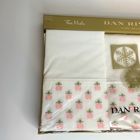 Vintage Dan River Mills Fine Muslin Sheet Set Full Size Pink Windsor Rose NO 164 - Picture 2 of 9